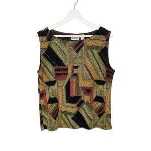 Chico’s Design Vintage Multicolor Sleeveless Top Gold Embellishment